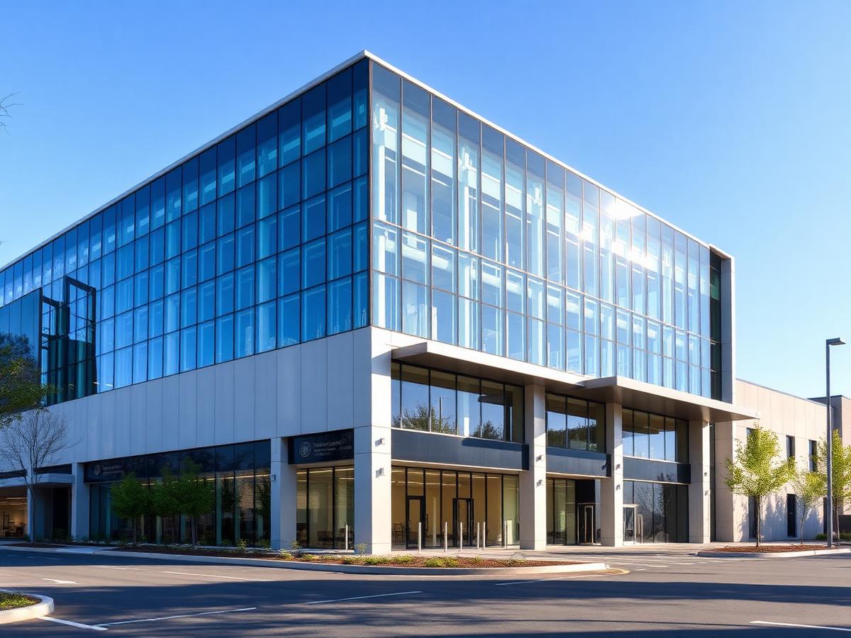 Modern Australian commercial building with glass facade